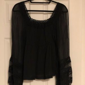 Free people, Moonchaser Peasant Top in Black